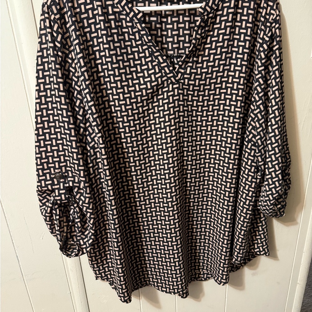 Geometric Black and Cream Women's Top
